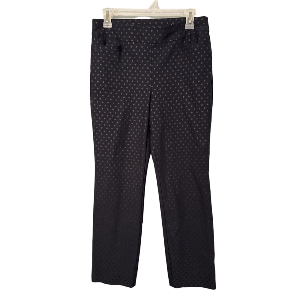 Chico’s Women’s Ankle Cropped Pants Navy Blue Grey Polka Dot Size 4S